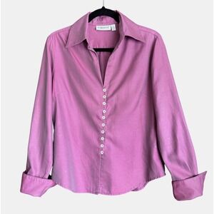 Farinaz Taghavi Italian Cotton Button Front Blouse Size